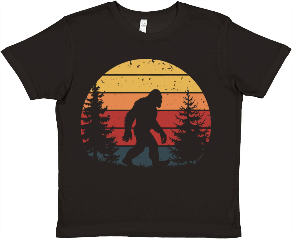 Bigfoot Retro Sunset Vintage for Nature Enthusiast Premium Kids Crewneck T-shirt