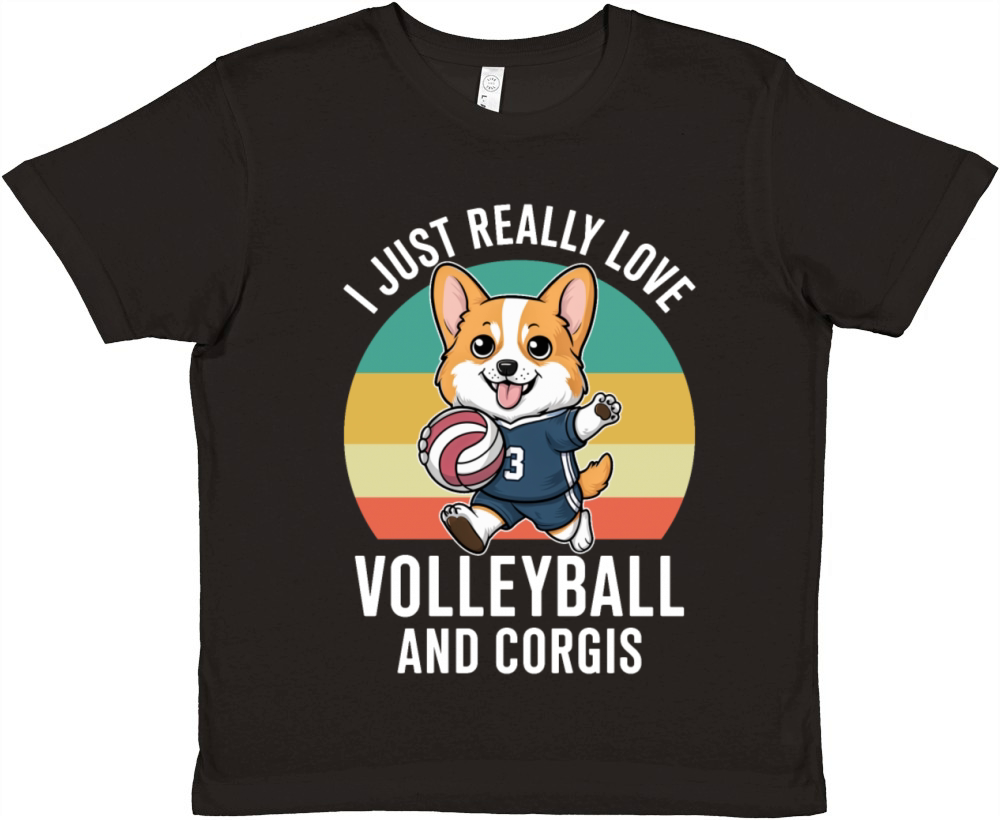 Funny I Just Really Love Volleyball and Corgis Premium Kids Crewneck T-shirt