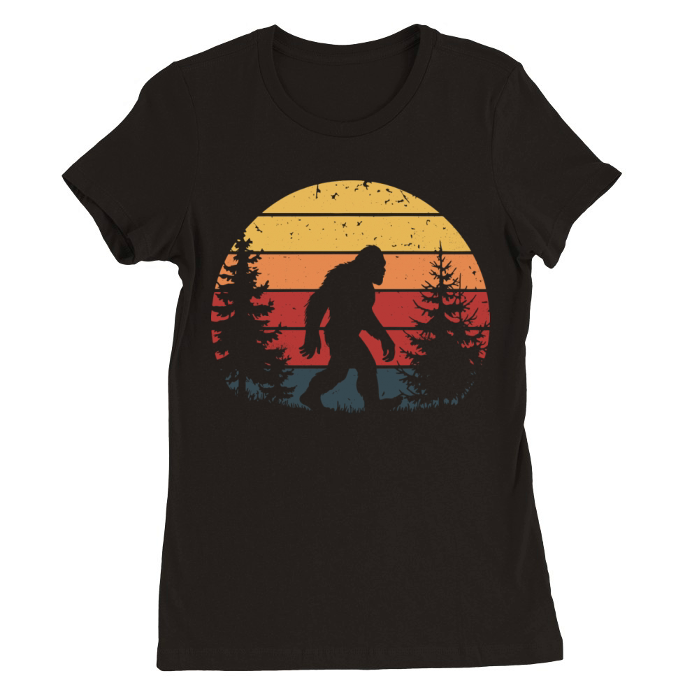 Bigfoot Retro Sunset Vintage for Nature Enthusiast Premium Womens Crewneck T-shirt
