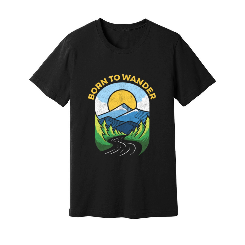 Born To Wander Outdoor Vintage Style Mountains Unisex Jersey Tee