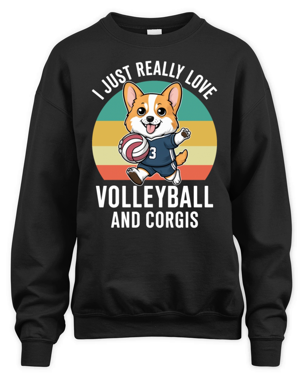 Funny I Just Really Love Volleyball and Corgis Unisex Premium Crewneck Sweatshirt