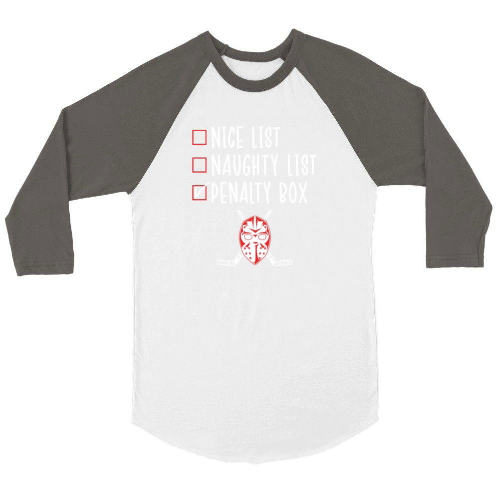 Ice Hockey Naughty List Funny Ice Hockey Player Unisex ¾ sleeve Raglan T-shirt