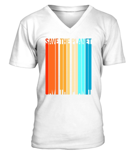 Retro Vintage Earth Day Save The Planet V-Neck T-shirt