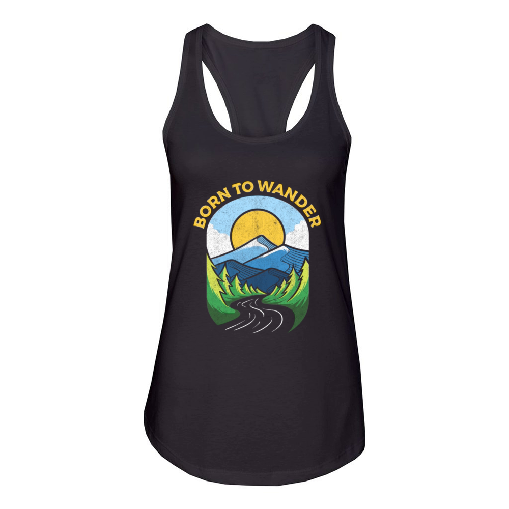 Born To Wander Outdoor Vintage Style Mountains Women's Racerback Tank