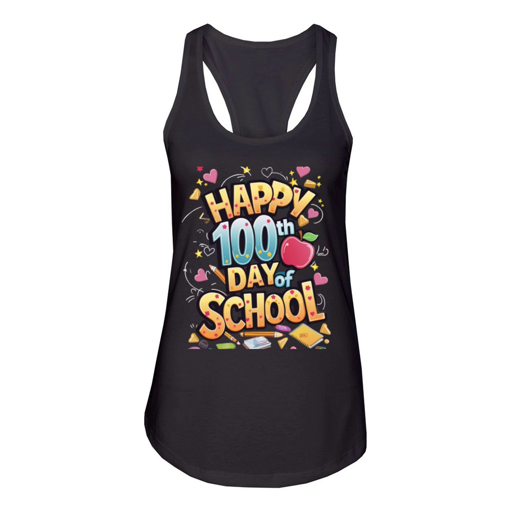 Happy 100 Days of School Teacher Women's Racerback Tank