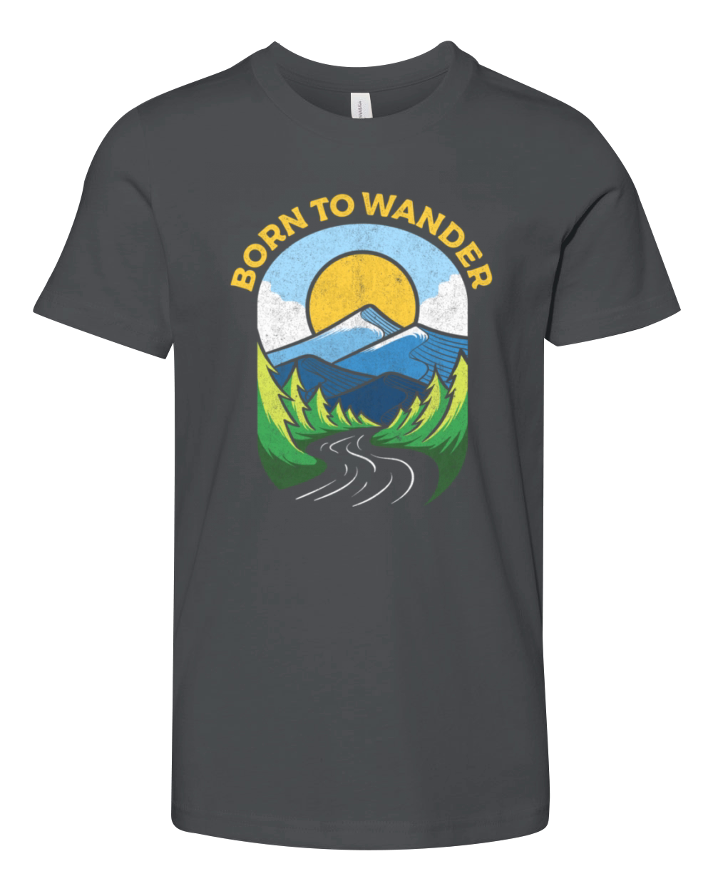 Born To Wander Outdoor Vintage Style Mountains Youth Unisex Jersey Tee
