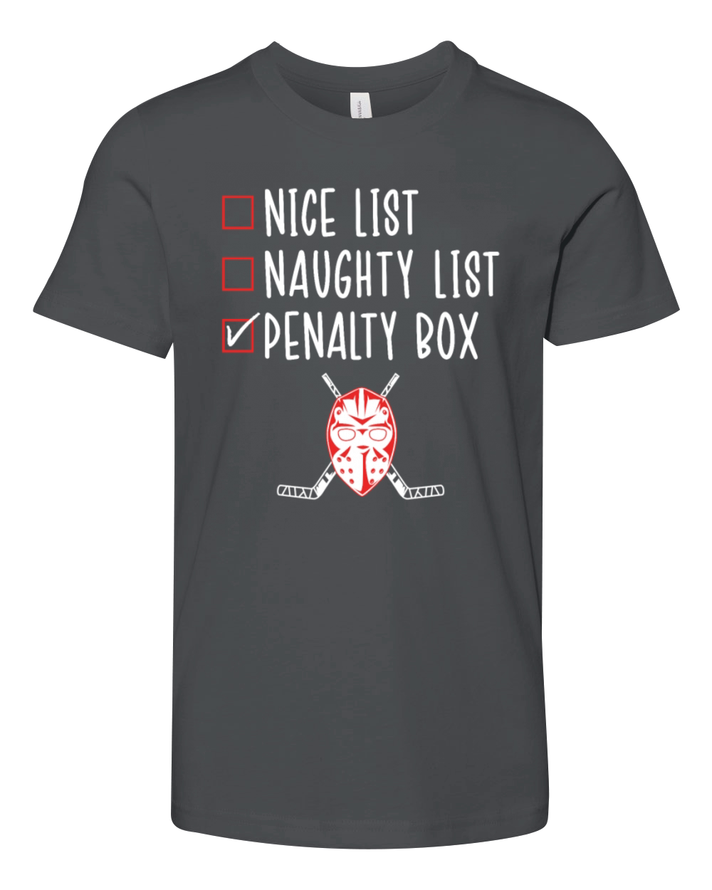 Ice Hockey Naughty List Funny Ice Hockey Player Youth Unisex Jersey Tee