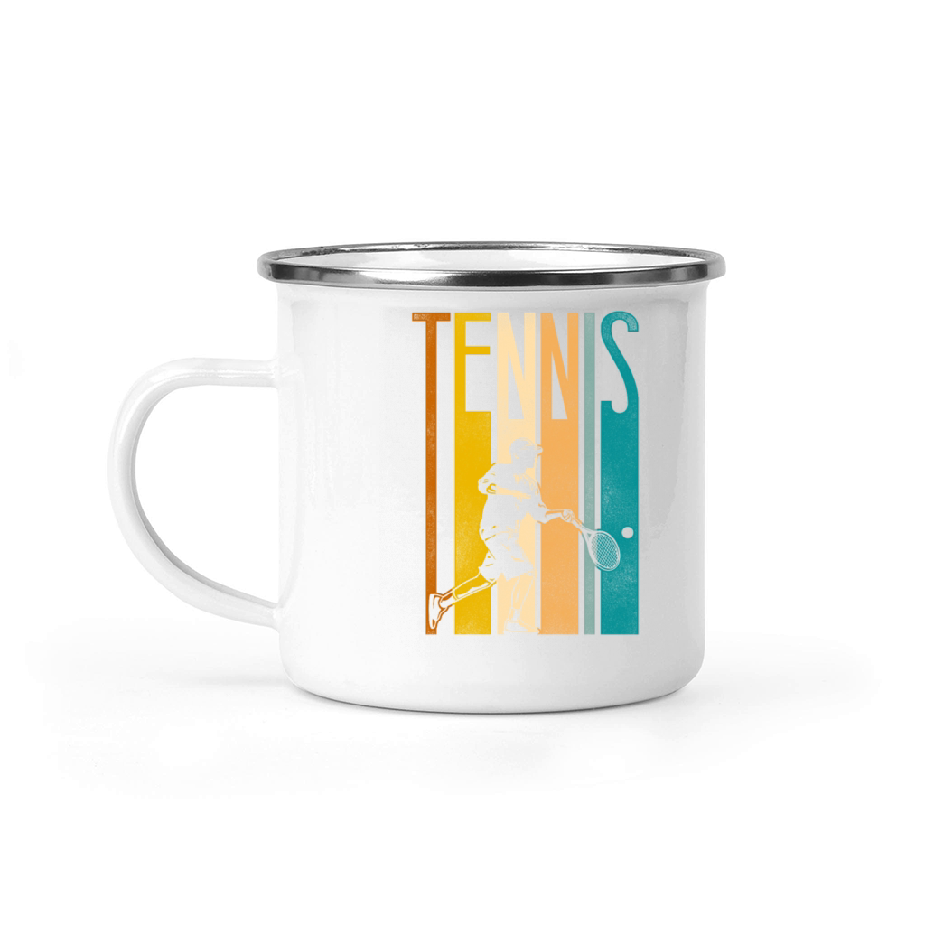 Funny Tennis Player Racket Retro Camping Mug