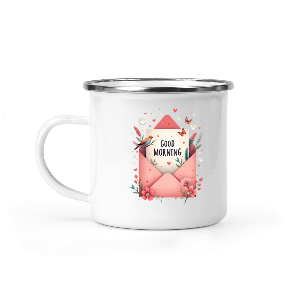Good Morning Floral Envelope Camping Mug