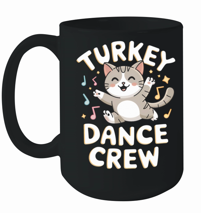 Funny Cat and Turkey Dance in Vintage Style Ceramic Mug