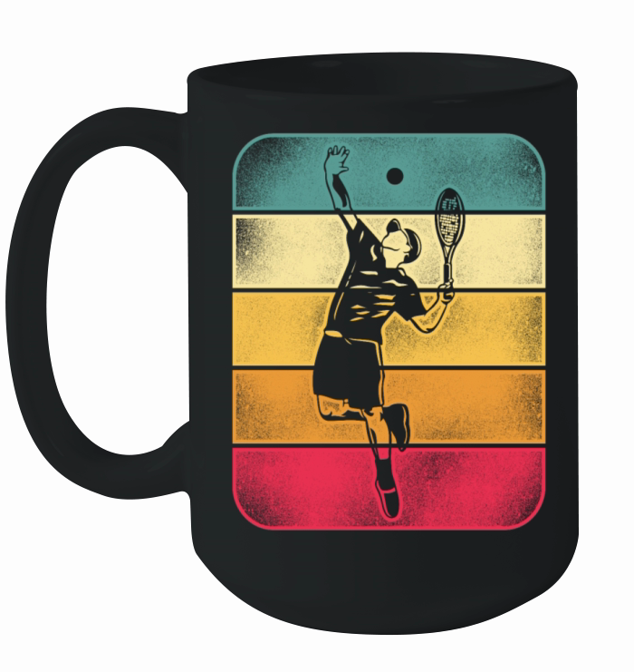 Funny Tennis Player Racket Retro Ceramic Mug