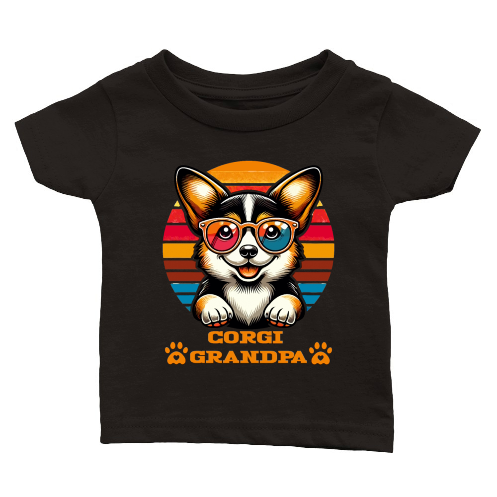Corgi Grandpa Retro Corgi Dog Lover Design Classic Baby Crewneck T-shirt