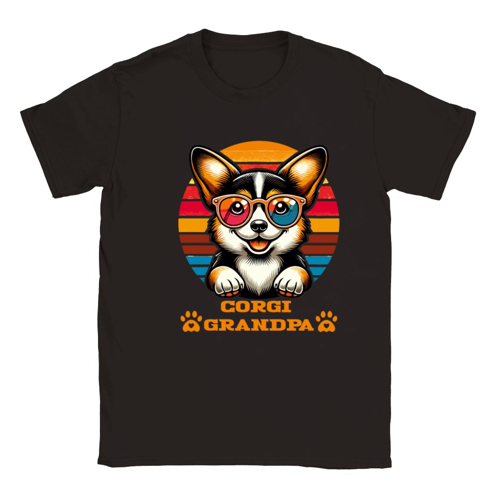 Corgi Grandpa Retro Corgi Dog Lover Design Classic Kids Crewneck T-shirt