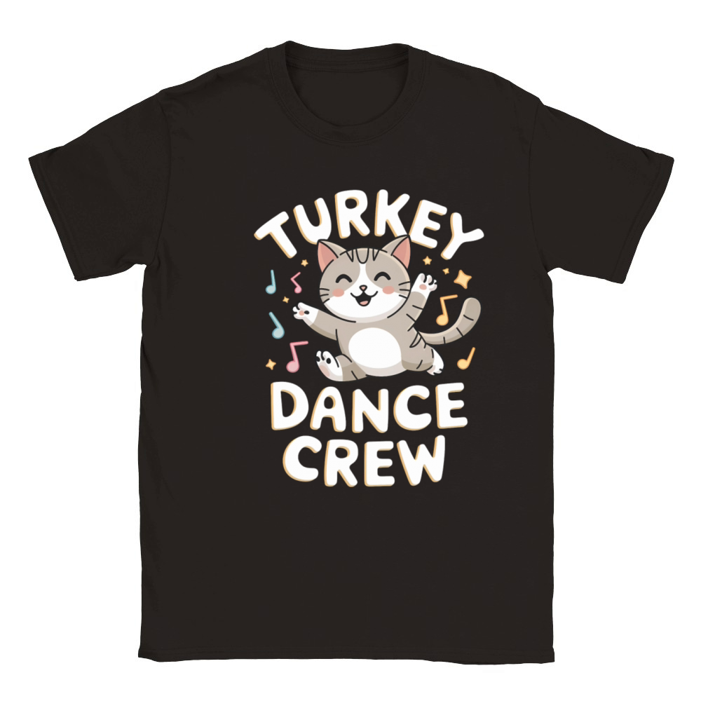 Funny Cat and Turkey Dance in Vintage Style Classic Kids Crewneck T-shirt