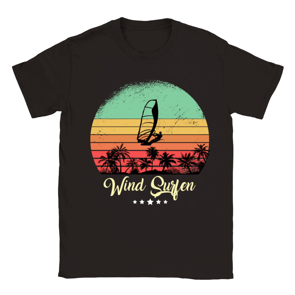 Wind Surfing Vintage Retro Sunset Sport Classic Kids Crewneck T-shirt