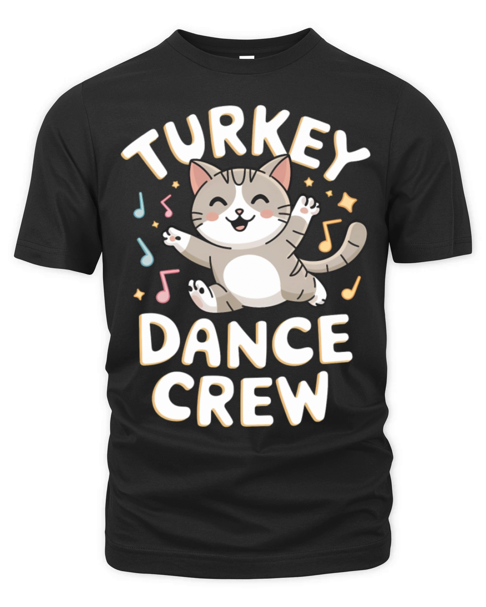 Funny Cat and Turkey Dance in Vintage Style Organic Unisex T-shirt