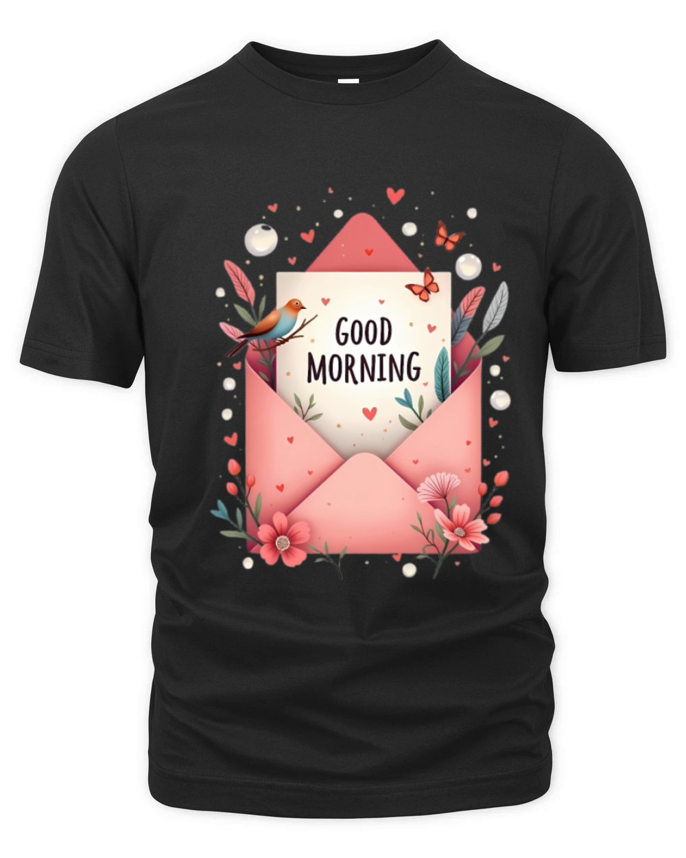Good Morning Floral Envelope Organic Unisex T-shirt