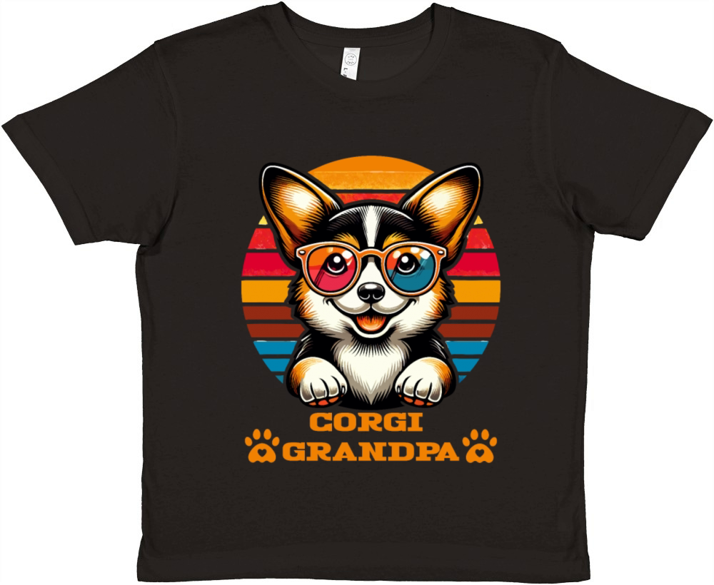 Corgi Grandpa Retro Corgi Dog Lover Design Premium Kids Crewneck T-shirt