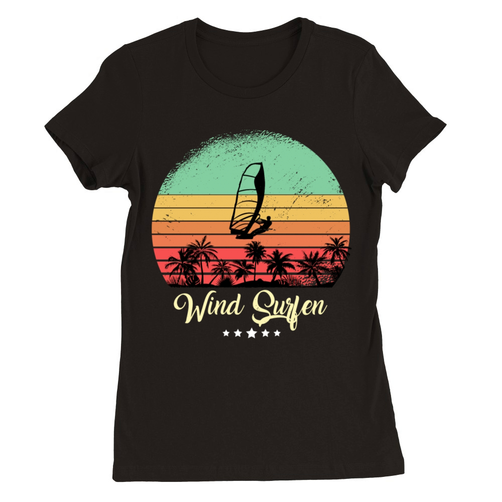 Wind Surfing Vintage Retro Sunset Sport Premium Womens Crewneck T-shirt