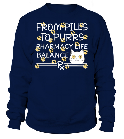 Pharmacy Cat Pills to Purrs yellow-white Sweatshirt Unisex