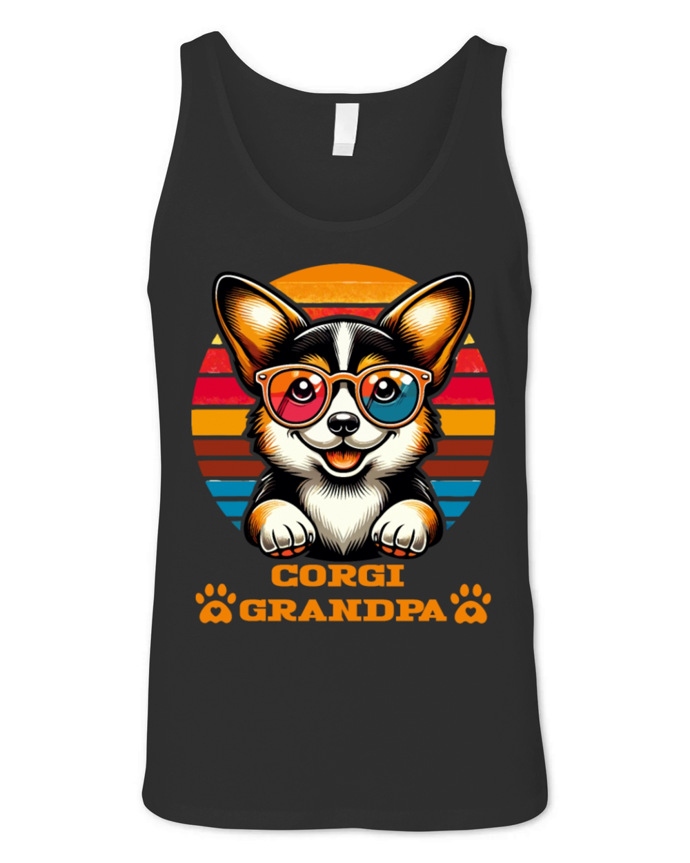 Corgi Grandpa Retro Corgi Dog Lover Design Unisex Jersey Tank
