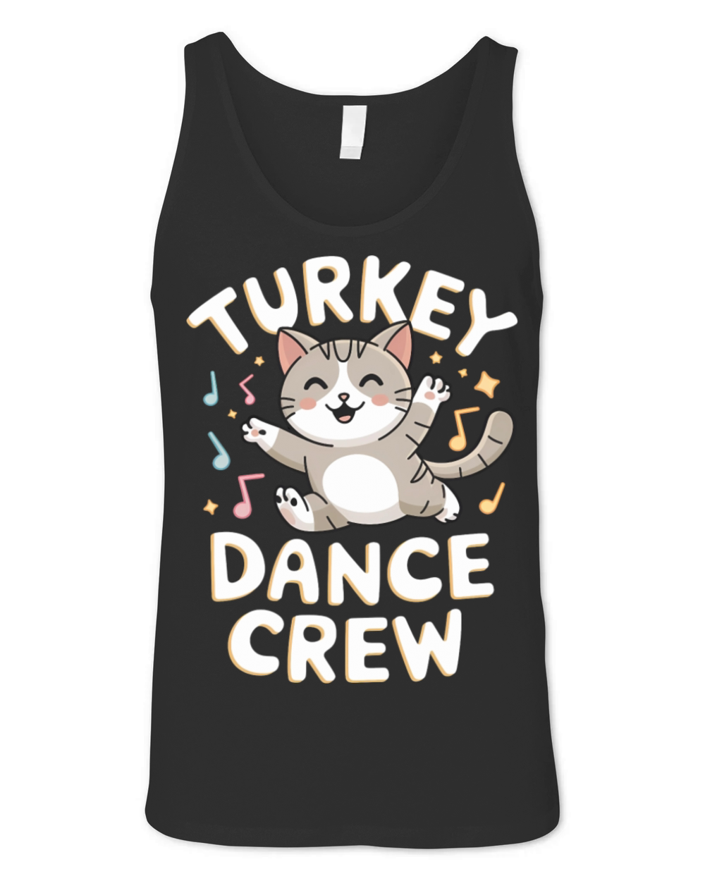 Funny Cat and Turkey Dance in Vintage Style Unisex Jersey Tank
