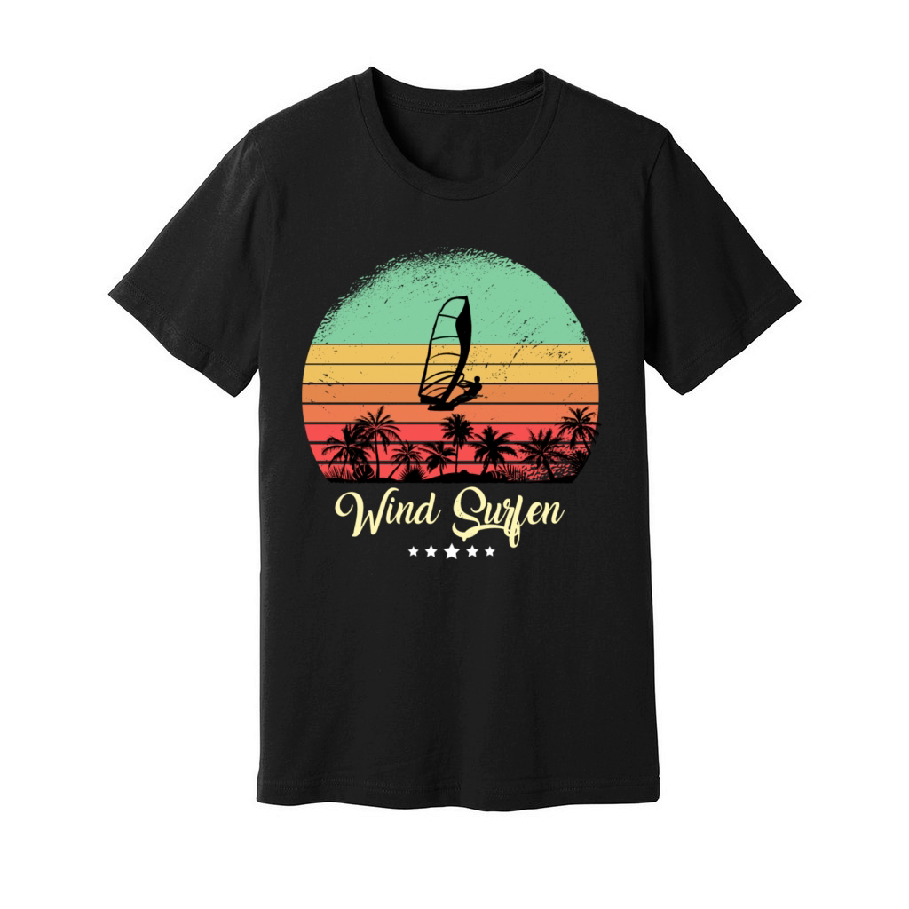 Wind Surfing Vintage Retro Sunset Sport Unisex Jersey Tee