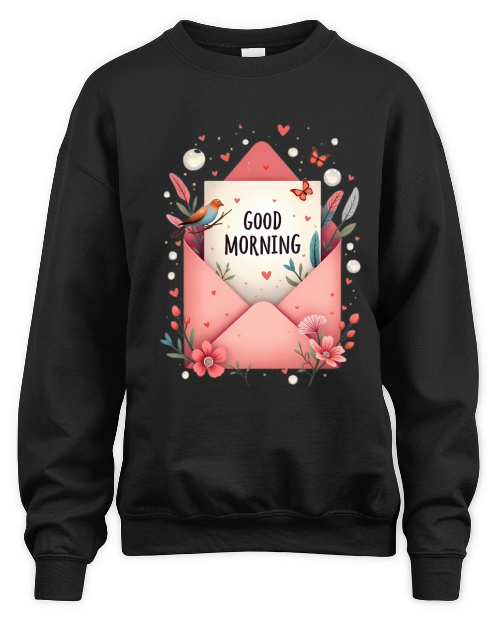 Good Morning Floral Envelope Unisex Premium Crewneck Sweatshirt