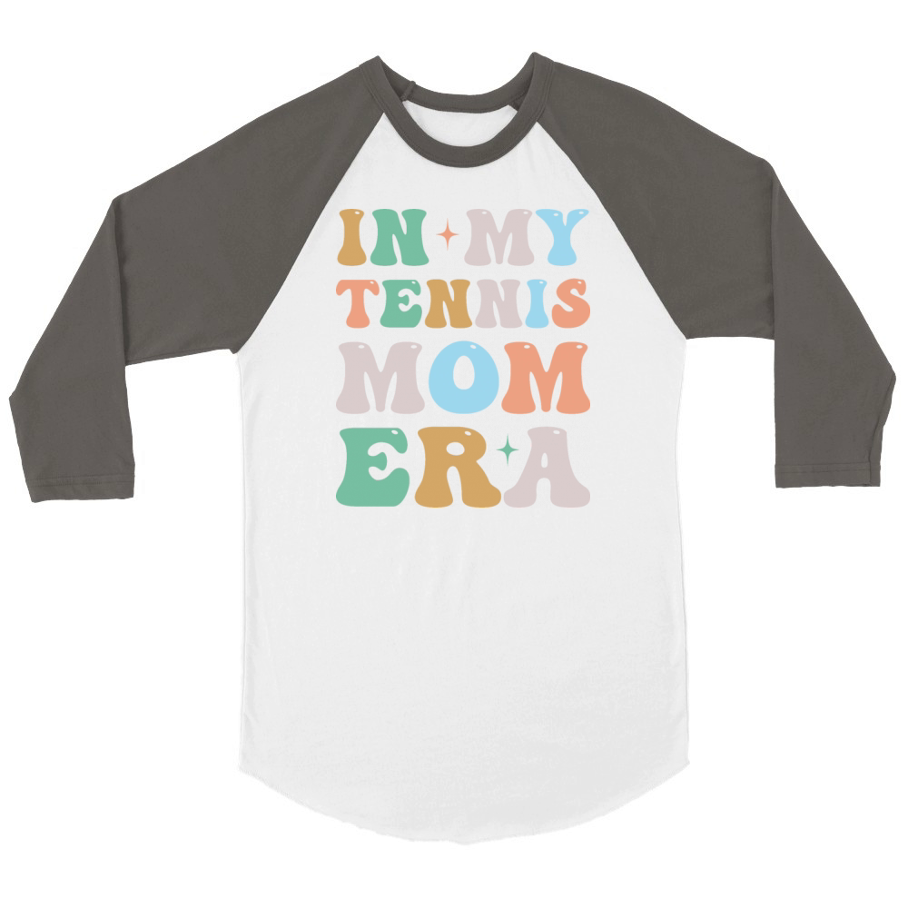 In My Tennis Mom Era Groovy Retro Unisex ¾ sleeve Raglan T-shirt