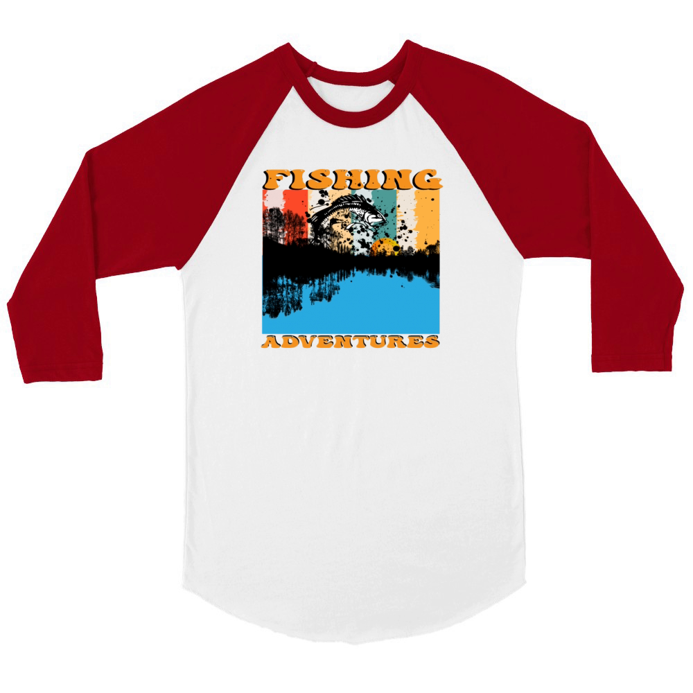 Vintage Fishing Adventures Unisex ¾ sleeve Raglan T-shirt