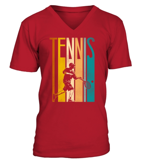 Funny Tennis Player Racket Retro V-Neck T-shirt