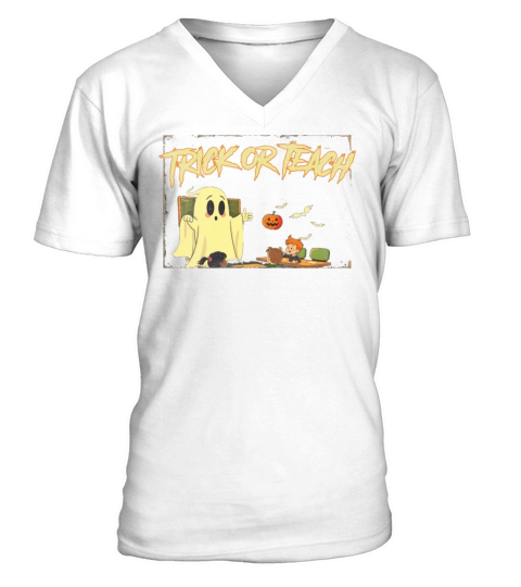 Trick or Teach for Teachers Halloween Vintage 2024 V-Neck T-shirt