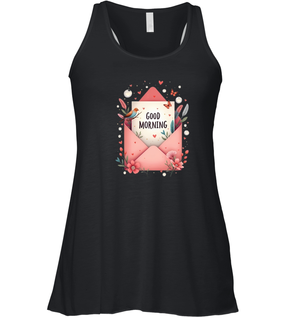Good Morning Floral Envelope Women's Flowy Tank Top