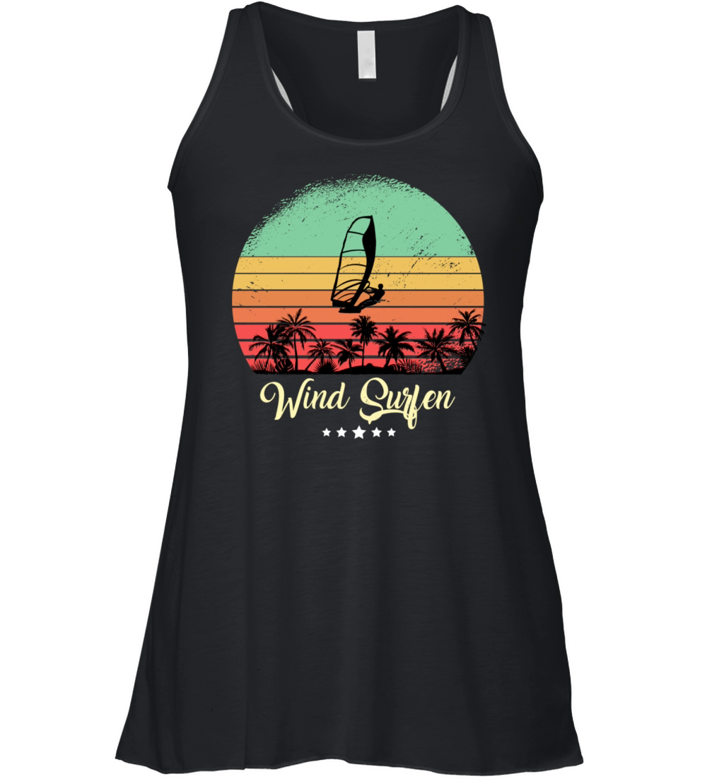 Wind Surfing Vintage Retro Sunset Sport Women's Flowy Tank Top