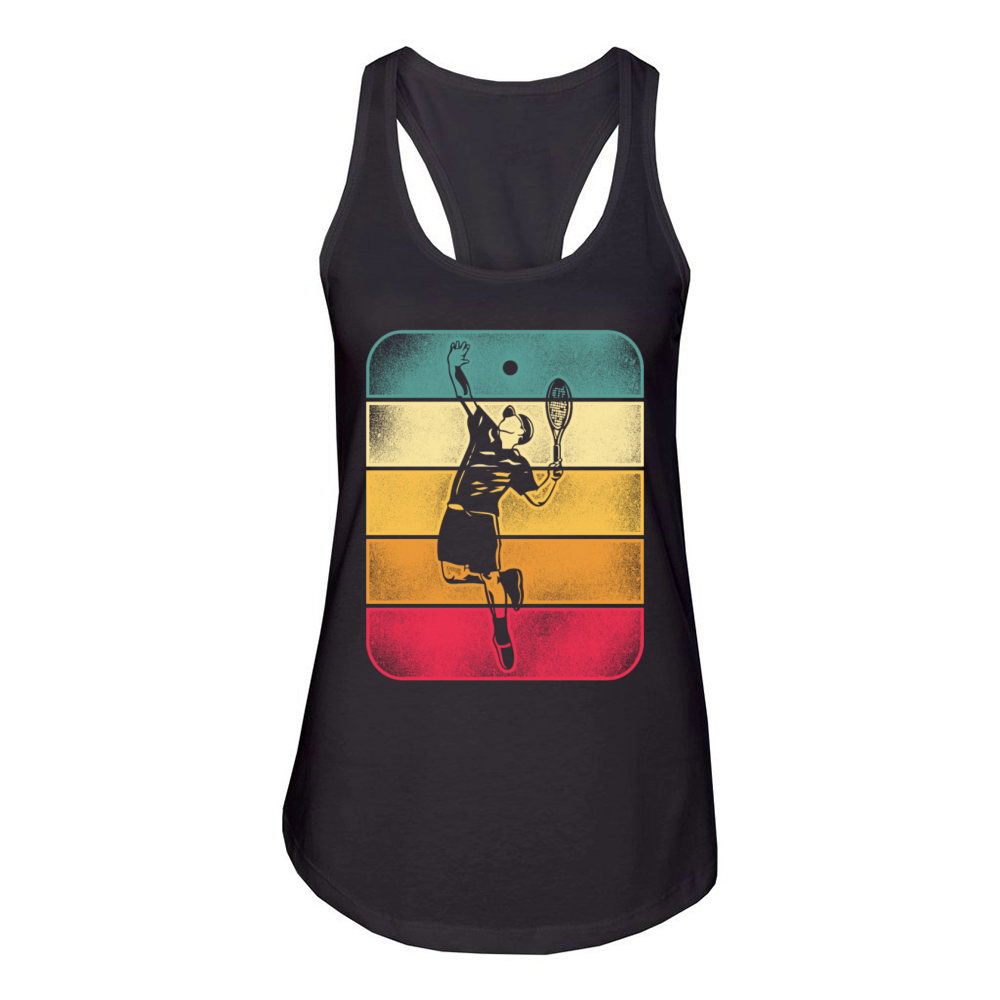 Funny Tennis Player Racket Retro Women's Racerback Tank