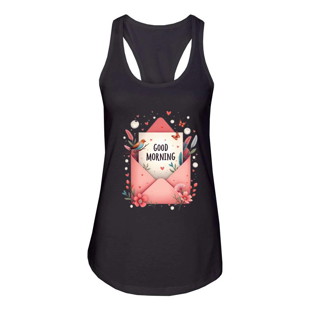 Good Morning Floral Envelope Women's Racerback Tank