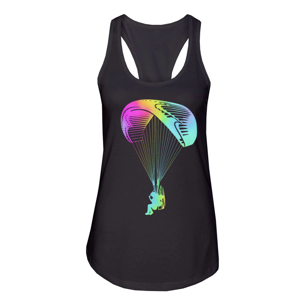 Retro Rainbow Paramotoring Paramotor Pilot Women's Racerback Tank