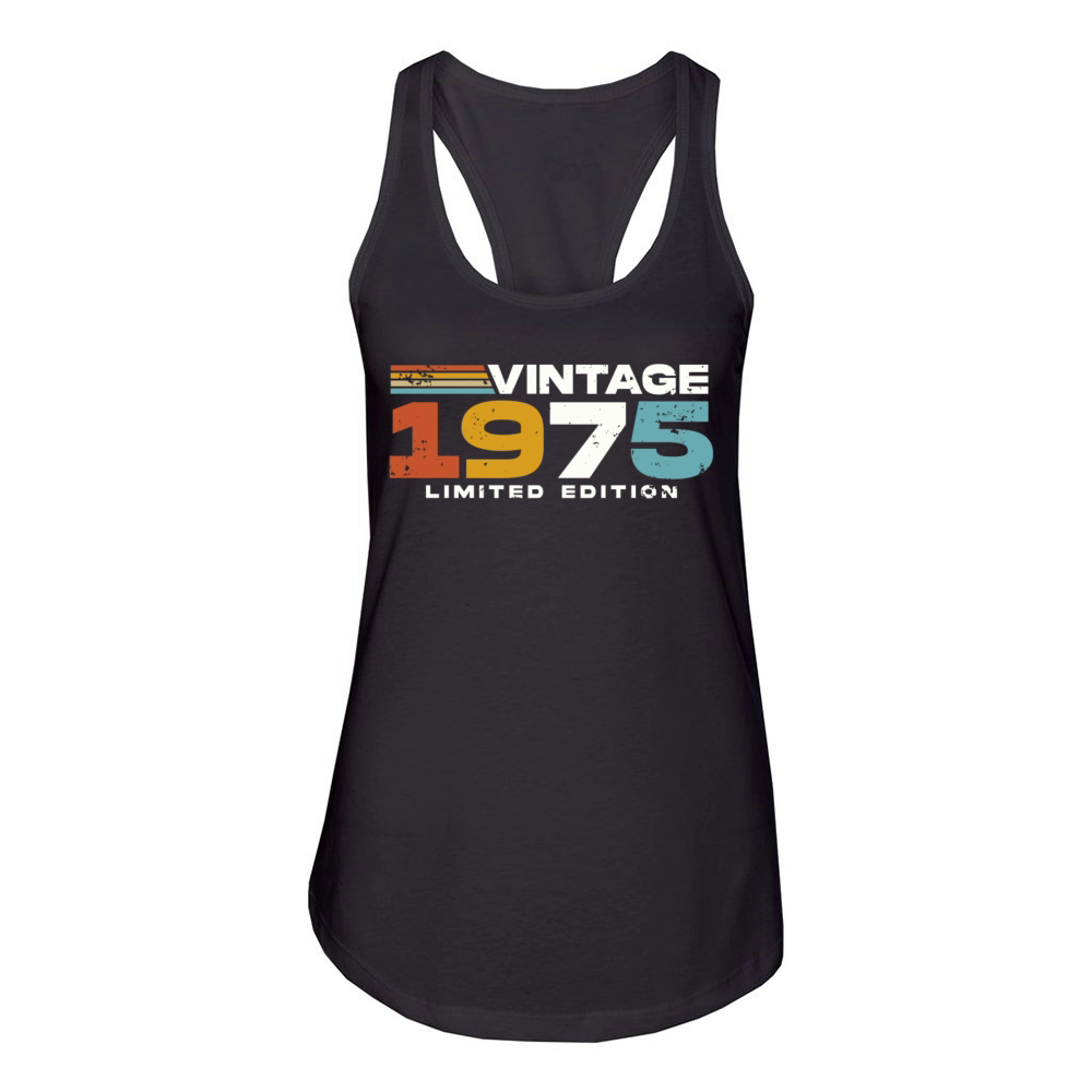 Vintage 1975 born Retro 50th birthday Women's Racerback Tank