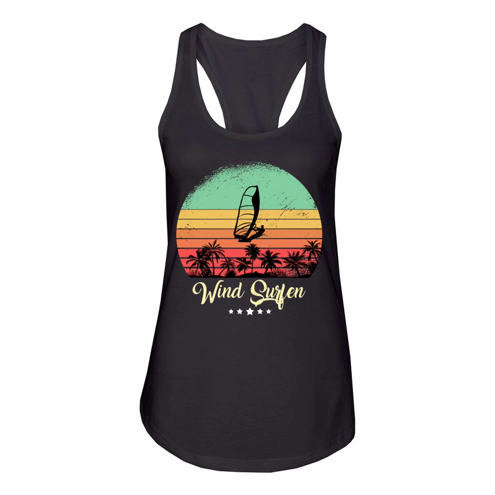 Wind Surfing Vintage Retro Sunset Sport Women's Racerback Tank
