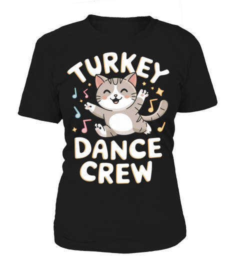 Funny Cat and Turkey Dance in Vintage Style Women's T-Shirt