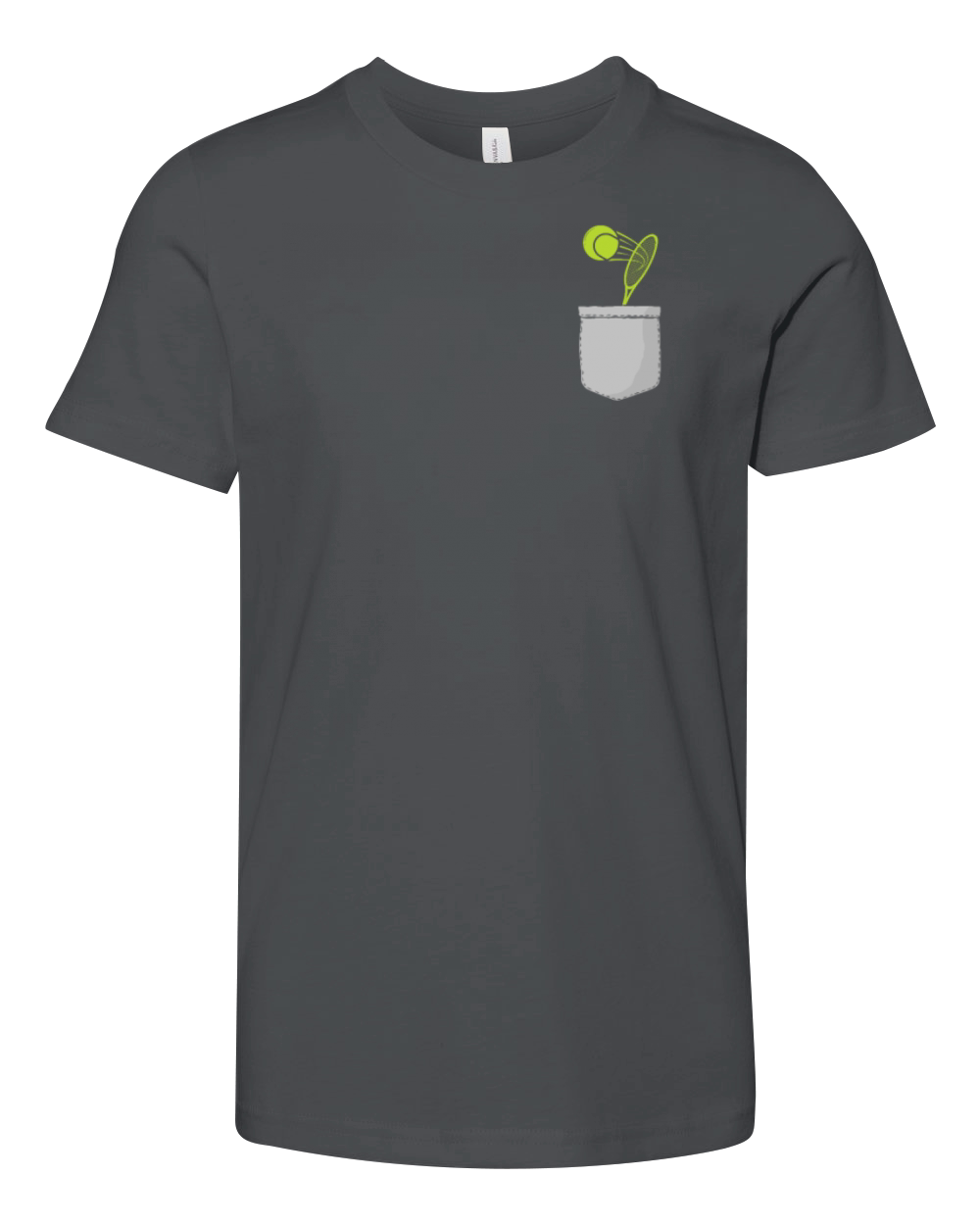 Funny Tennis Player Racket Pocket Youth Unisex Jersey Tee