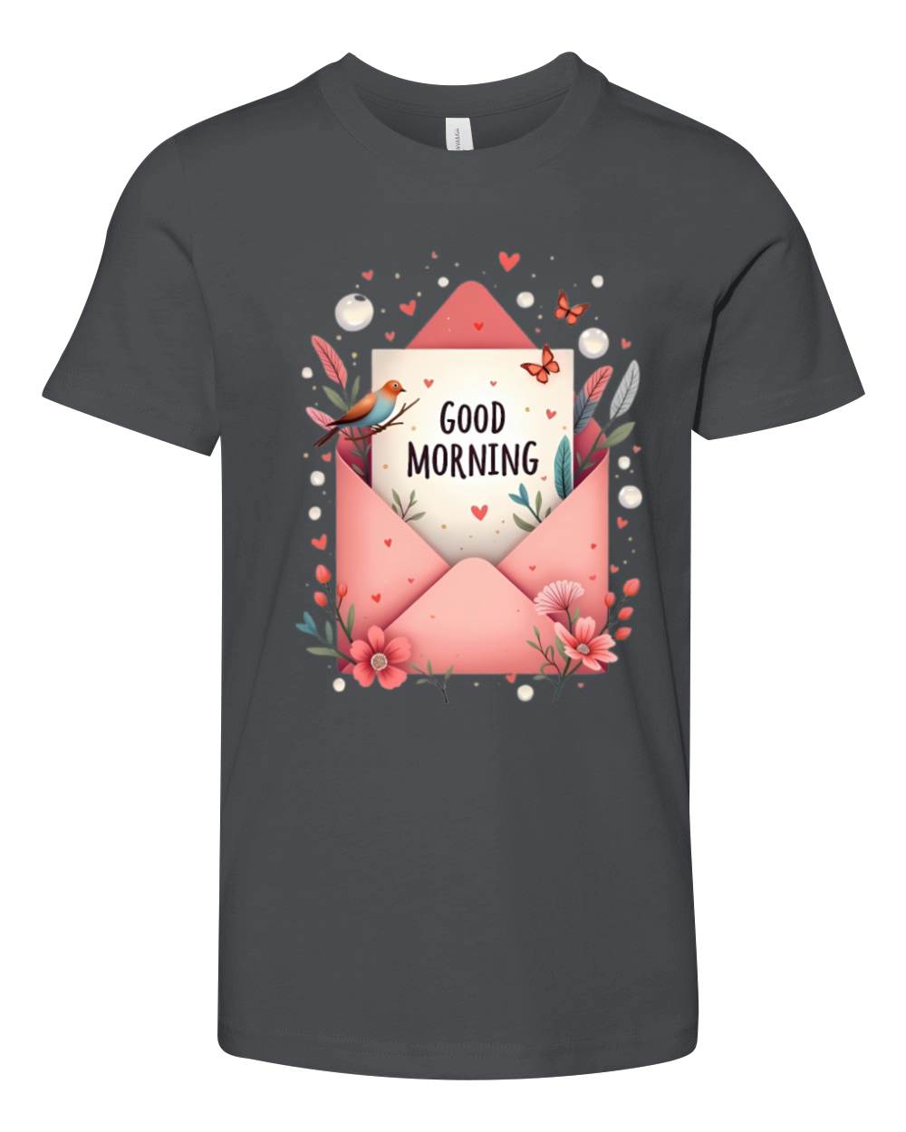 Good Morning Floral Envelope Youth Unisex Jersey Tee