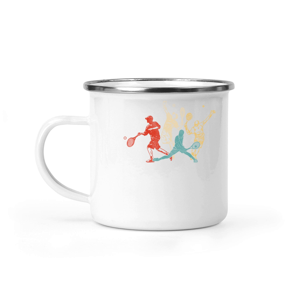 Funny Tennis Player Racket Retro Camping Mug