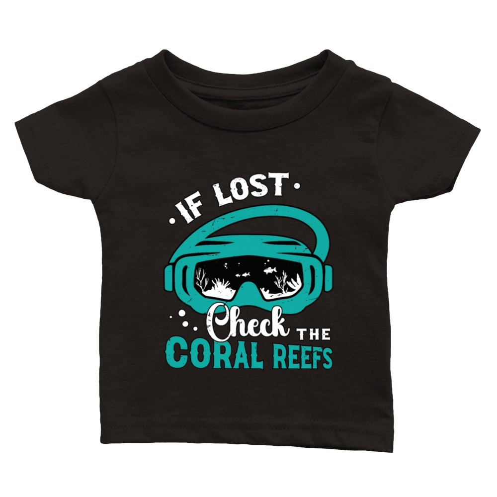 Snorkeling If Lost Check The Coral Reefs Swimmer Classic Baby Crewneck T-shirt