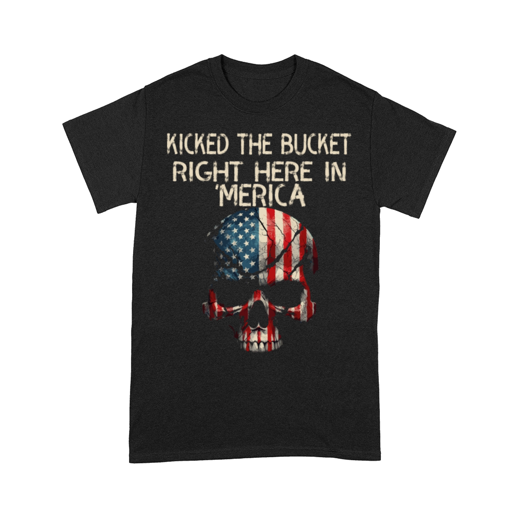 American Skull with Flag Texture Spoon Dropped Comfort T-shirt