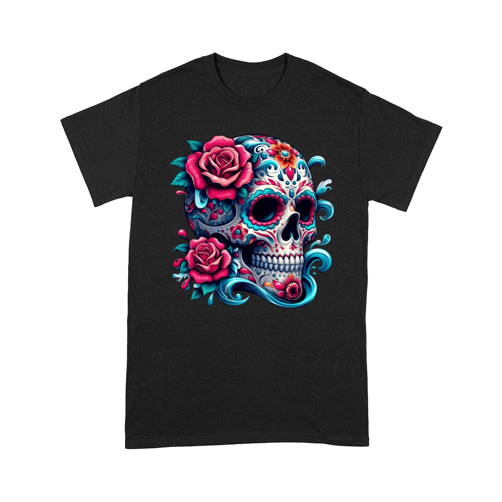 Vibrant Sugar Skull with Floral Elements Comfort T-shirt