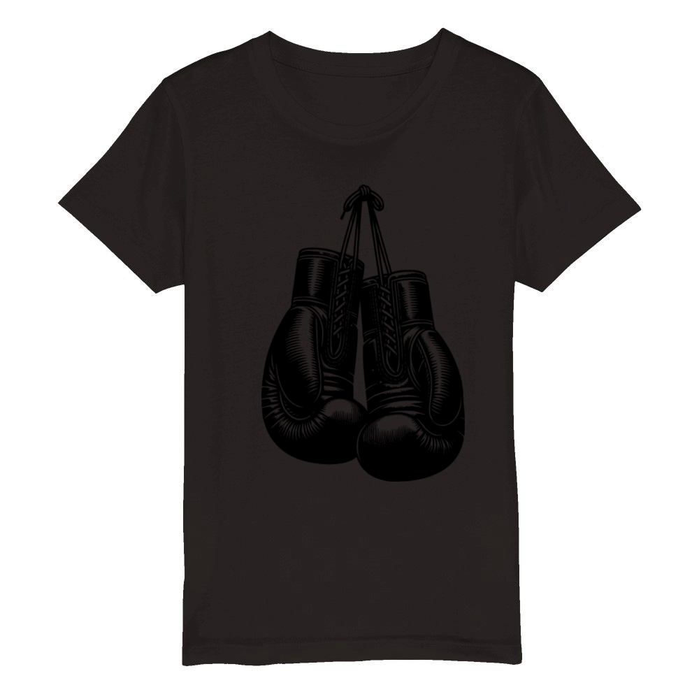 Classic Boxing Gloves In Vintage Boxer Style Organic Kids Crewneck T-shirt