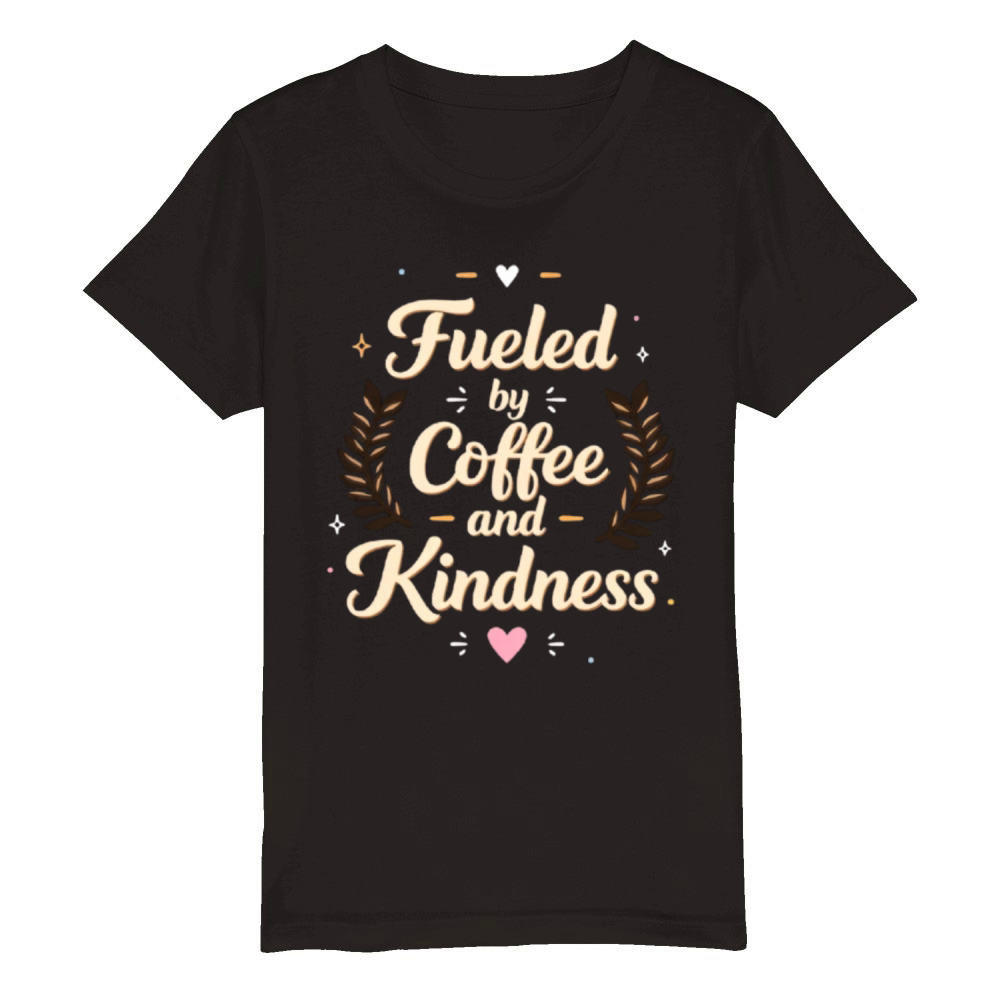 Fueled by Coffee and Kindness Organic Kids Crewneck T-shirt