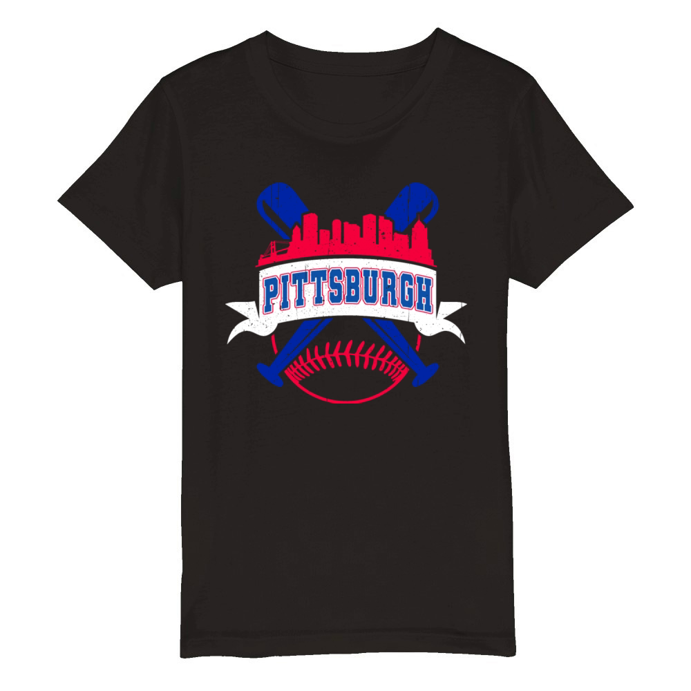 Pittsburgh Baseball Vintage Minimalist Retro Organic Kids Crewneck T-shirt