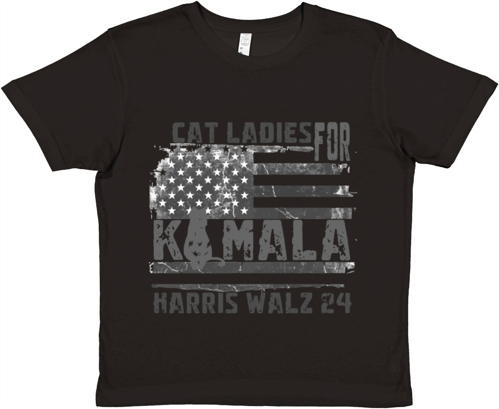 cat ladies for kamala harris walz vintage usa flag Premium Kids Crewneck T-shirt